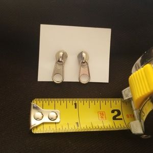 Silver Zipper Stud Earrings